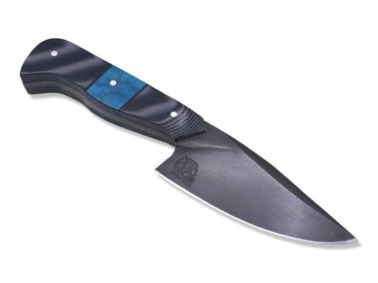 Vendetta Night Crawler - Grey / Black G-10 W/ Blue Wood Inlay / Black G-10 Liner