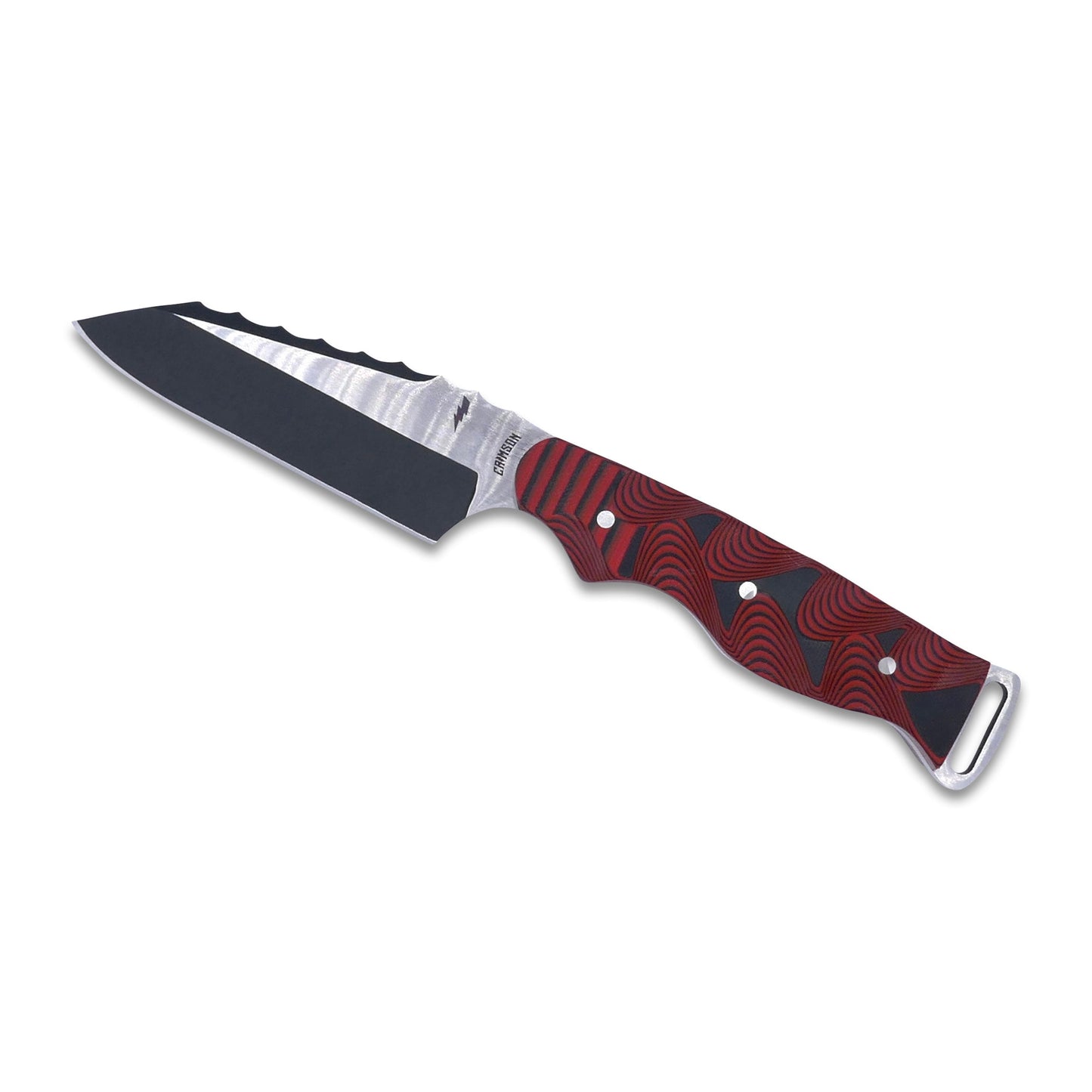 Crimson - Cobra - Magnacut Two Tone Black / Satin Blade - Red / Black Hypnotic G-10 Handle