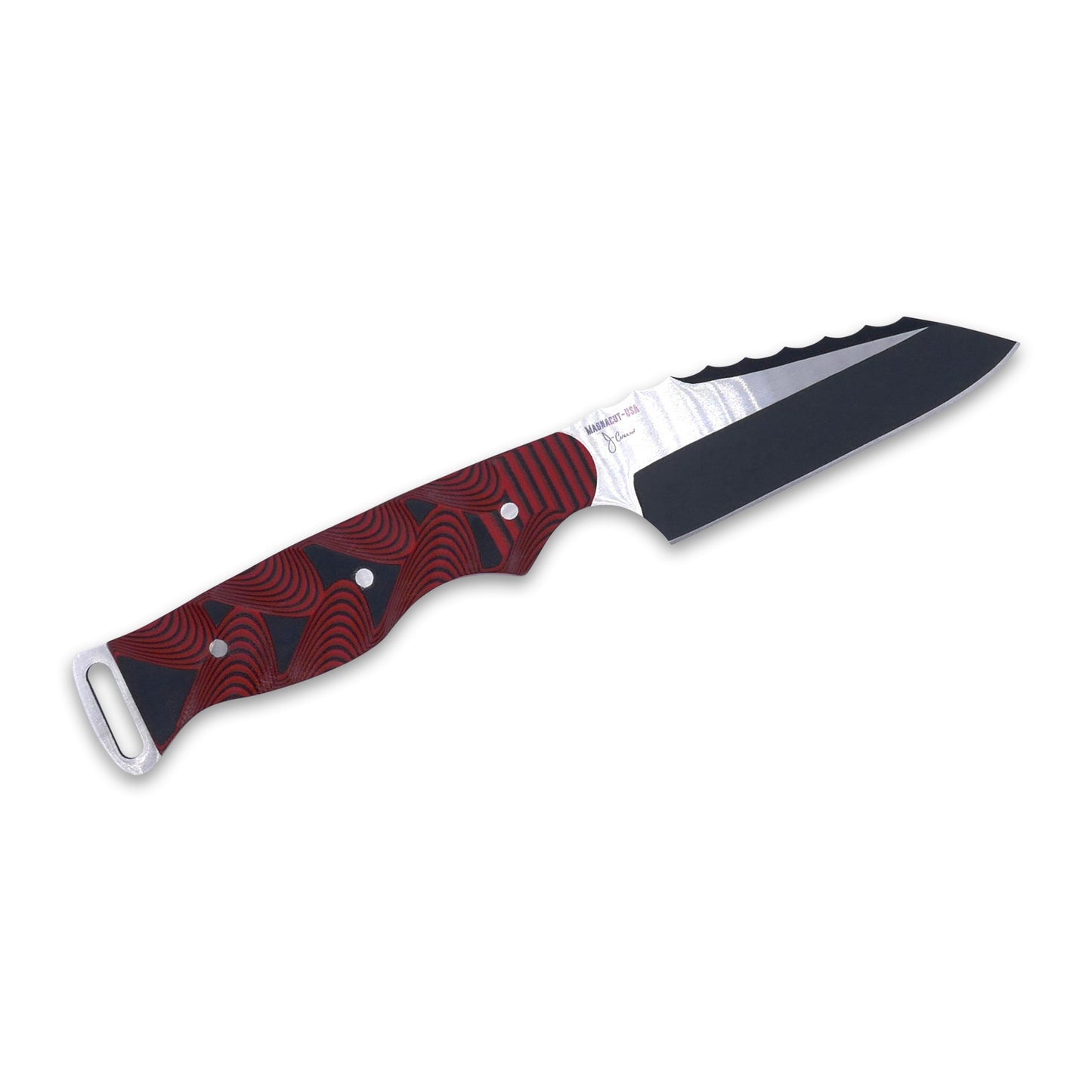 Crimson - Cobra - Magnacut Two Tone Black / Satin Blade - Red / Black Hypnotic G-10 Handle