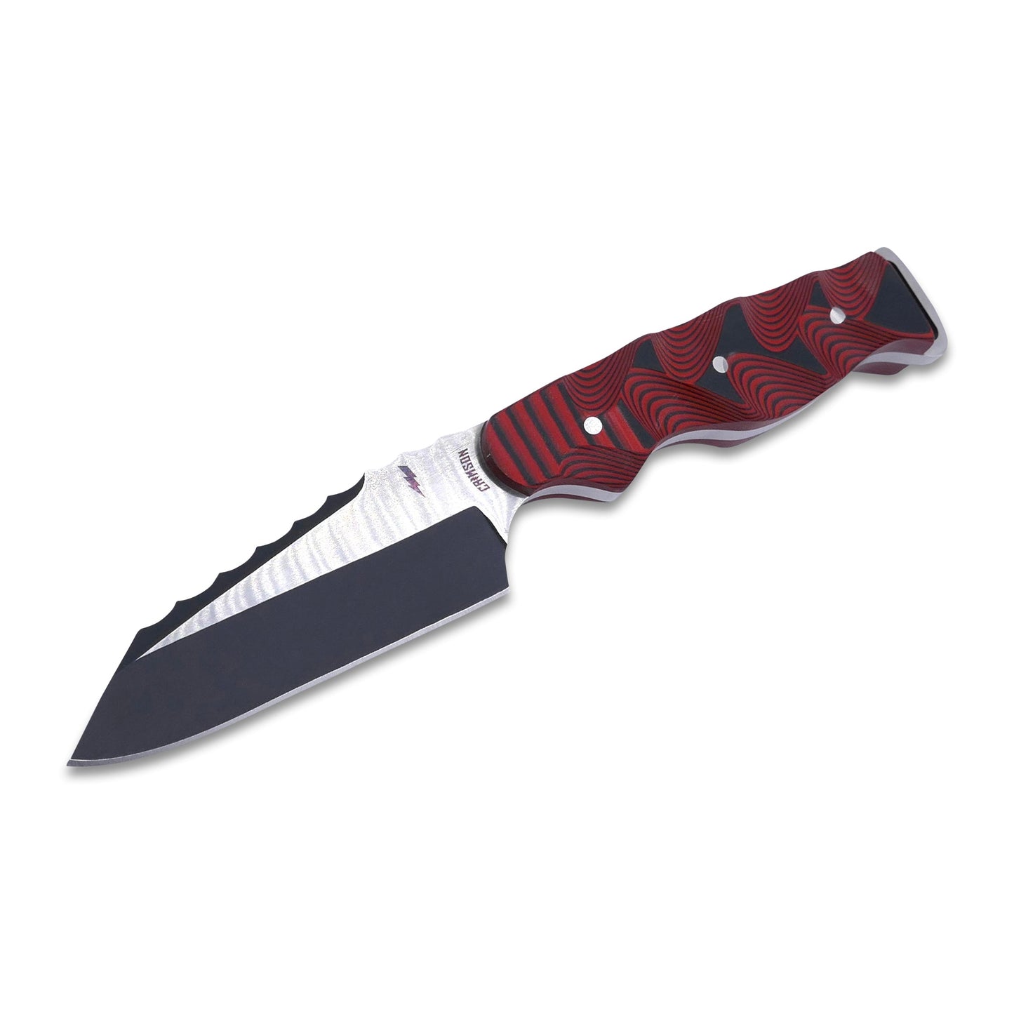 Crimson - Cobra - Magnacut Two Tone Black / Satin Blade - Red / Black Hypnotic G-10 Handle