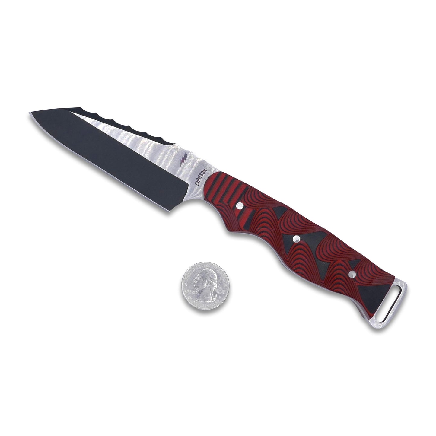 Crimson - Cobra - Magnacut Two Tone Black / Satin Blade - Red / Black Hypnotic G-10 Handle