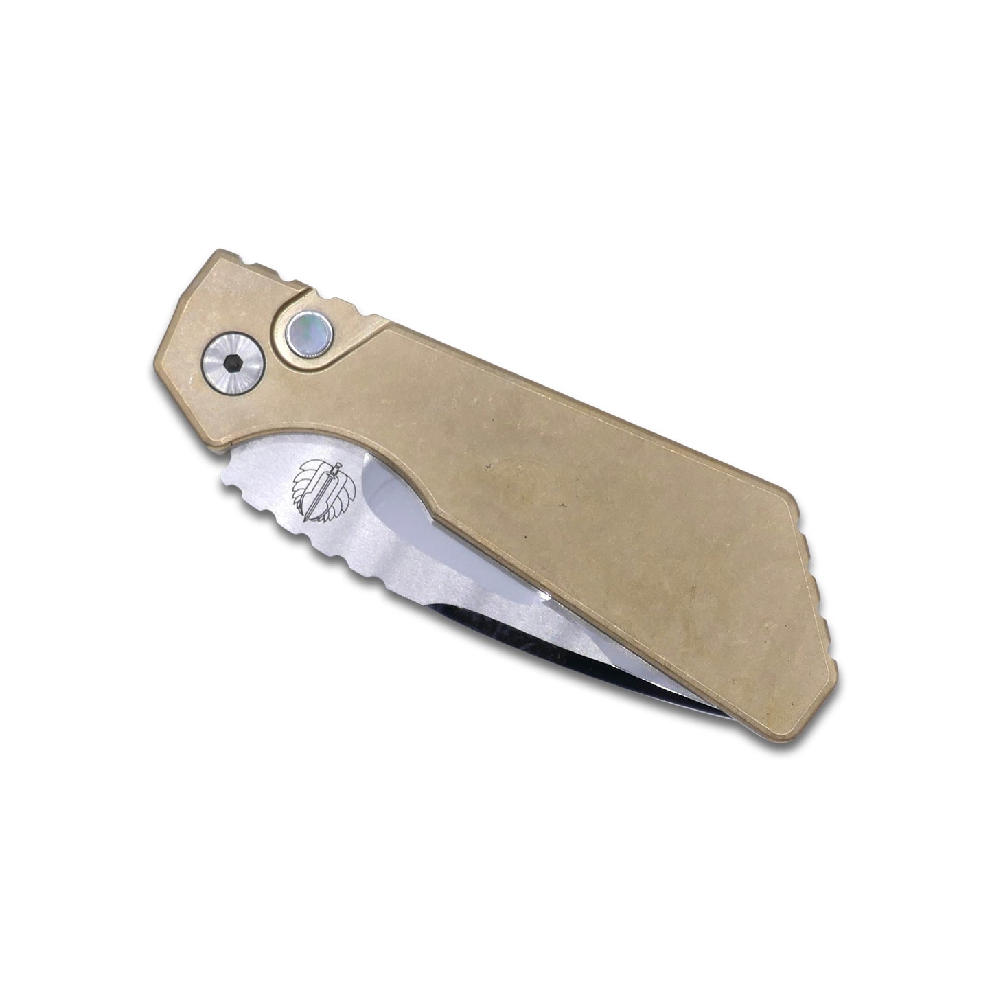 Strider PT+ Custom - Solid Bronze Aluminum Handle / Mike Irie Compound Ground Blade / Satin Hardware + Clip