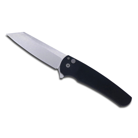 Malibu Flipper - Textured Black Handle / Stonewash 20CV Reverse Tanto / Blasted Hardware + Clip