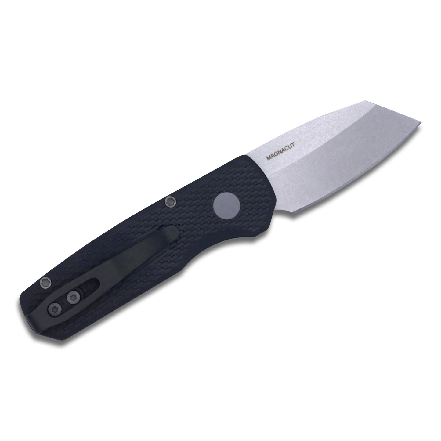 Runt 5 - Textured Black Handle / Stonewash Magnacut / Reverse Tanto