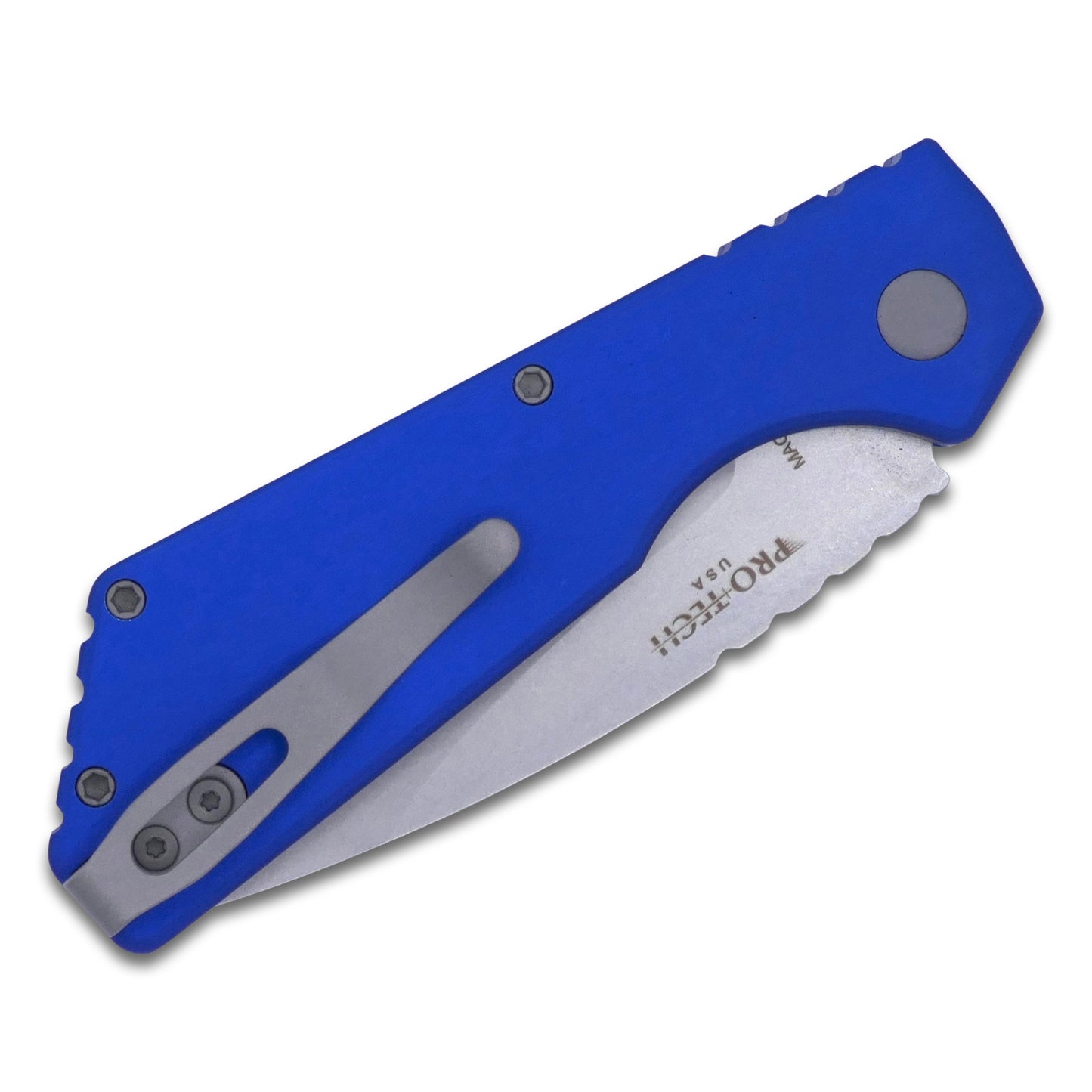 Strider PT+ - Blue Solid handle / Stonewash Magnacut / Blasted Hardware + Clip