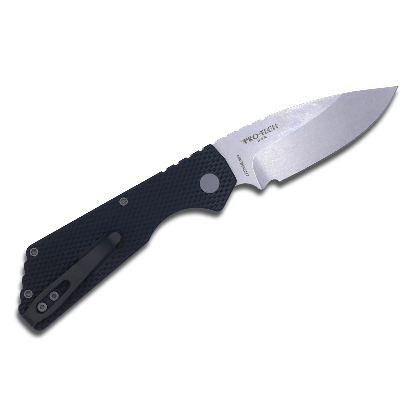 Strider PT+ - Black Textured Handle / Stonewash Magnacut Blade / Blasted Hardware + Clip