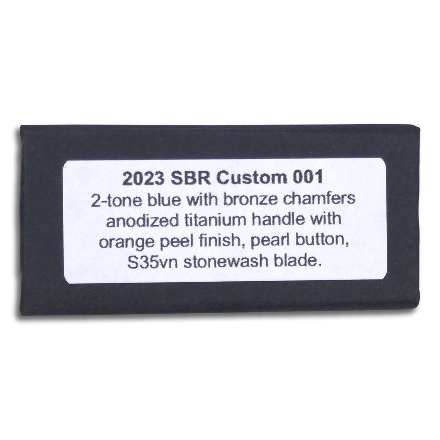 Short Bladed Rockeye Custom - 2 Tone Blue / Bronze / Titanium Handle with Orange Peel Finish / Pearl Button / Satin Hardware / S35VN Stonewash Blade