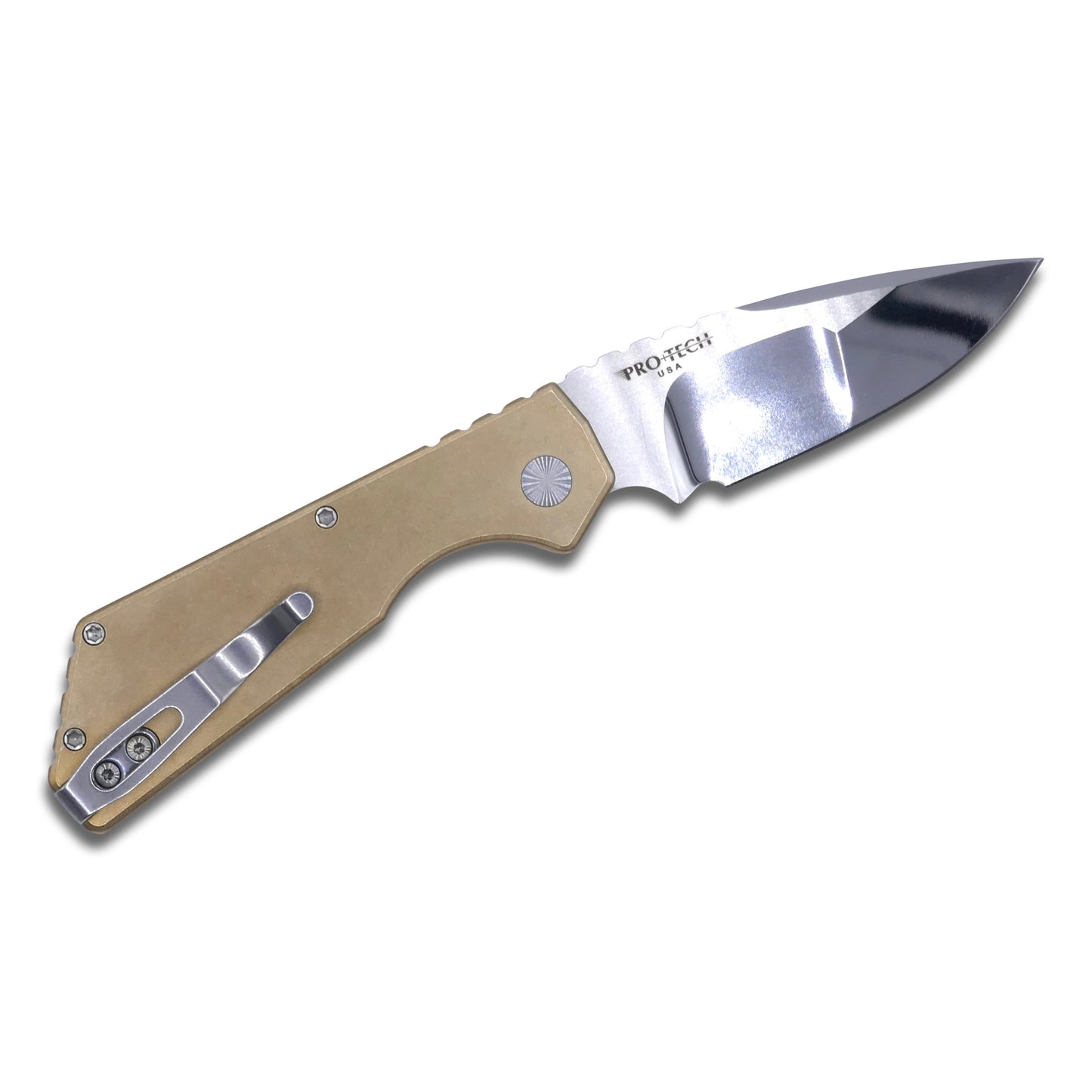 Strider PT+ Custom - Solid Bronze Aluminum Handle / Mike Irie Compound Ground Blade / Satin Hardware + Clip