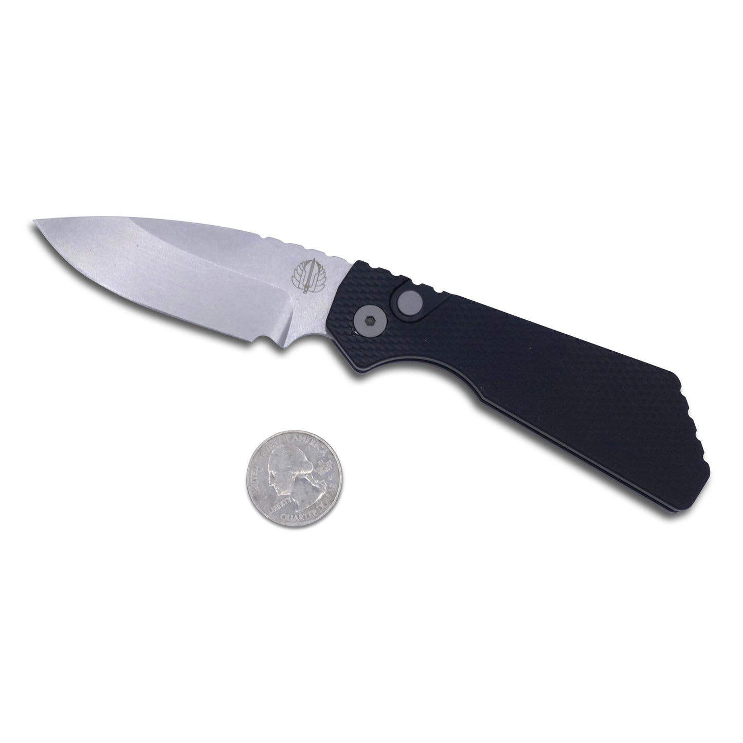 Strider PT+ - Black Textured Handle / Stonewash Magnacut Blade / Blasted Hardware + Clip