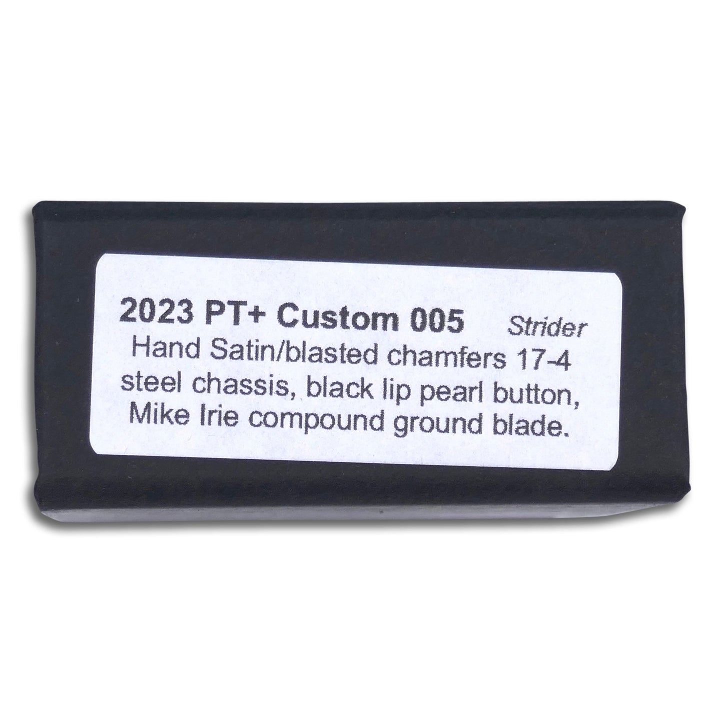 Strider PT+ - Hand Satin / 17-4 Stainless Steel Chassis / Satin Hardware / Black Lip Pearl Button / Mike Irie Compound Hand Ground 154CM Blade