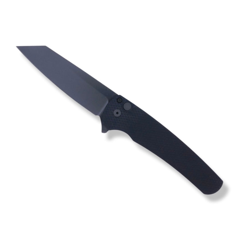 Malibu Flipper - Textured Black Handle / DLC Black 20CV Reverse Tanto / Blasted Hardware + Clip