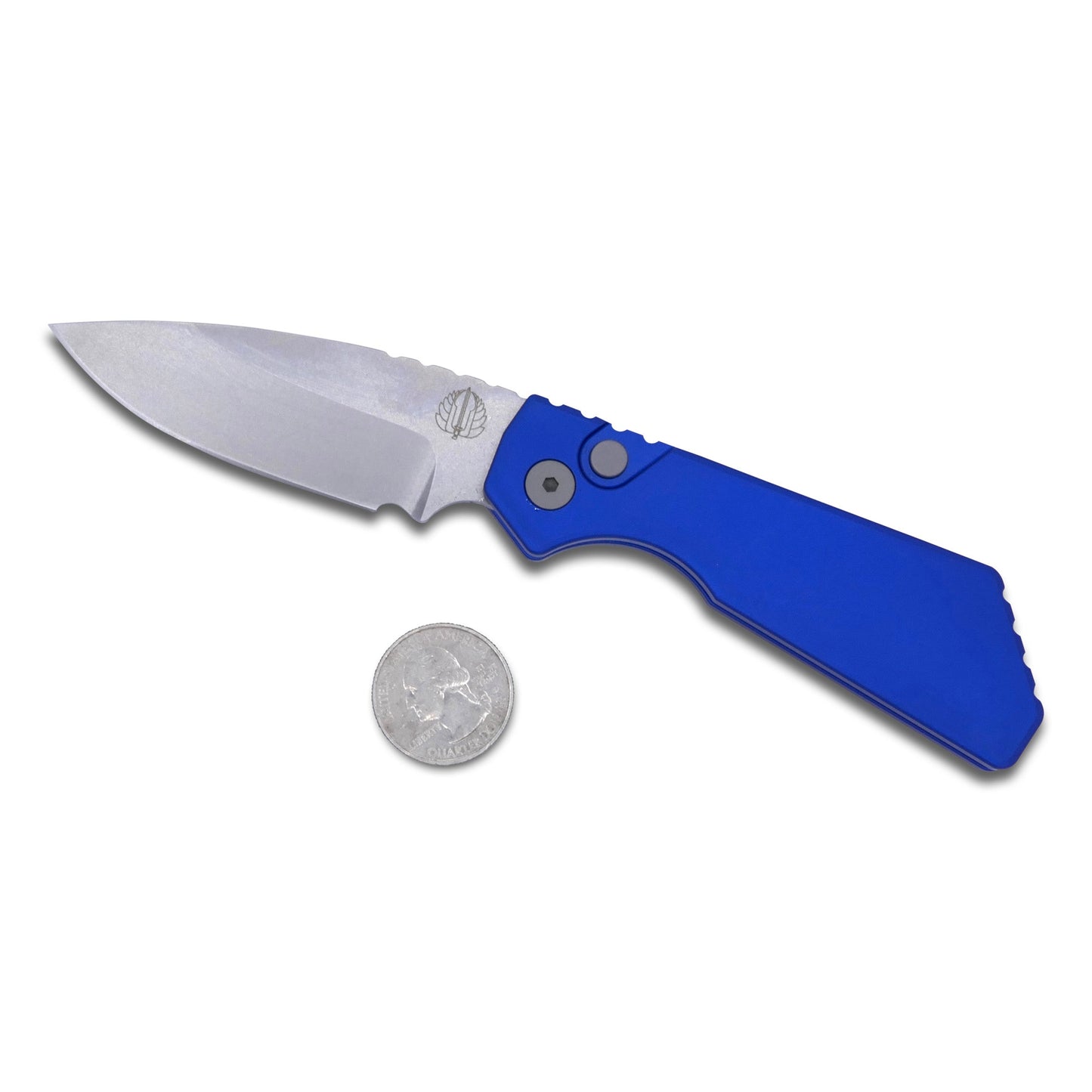 Strider PT+ - Blue Solid handle / Stonewash Magnacut / Blasted Hardware + Clip