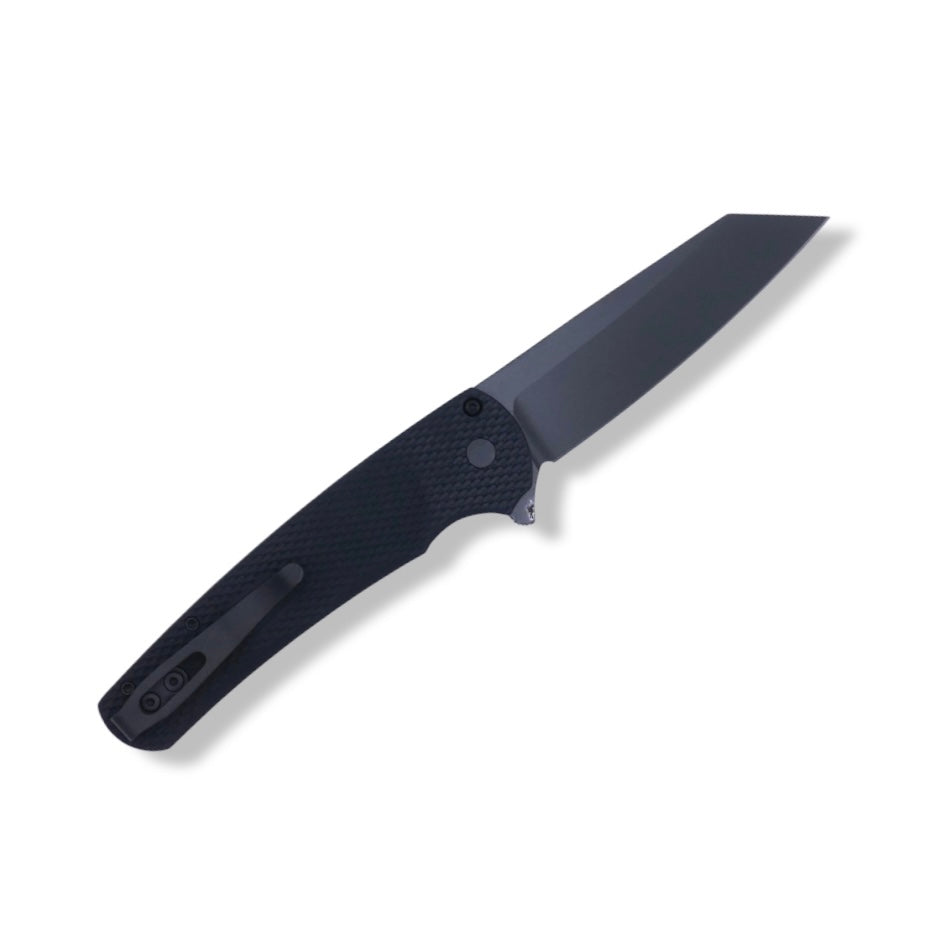 Malibu Flipper - Textured Black Handle / DLC Black 20CV Reverse Tanto / Blasted Hardware + Clip